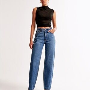 Abercrombie high rise blue denim Taper jean 32/14